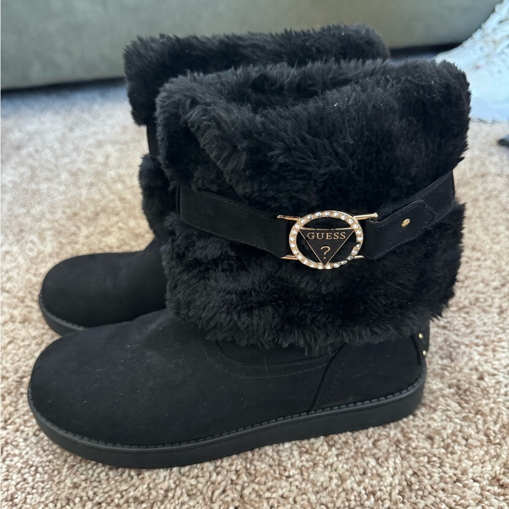 Fuzzy Black Guess Boots size 8